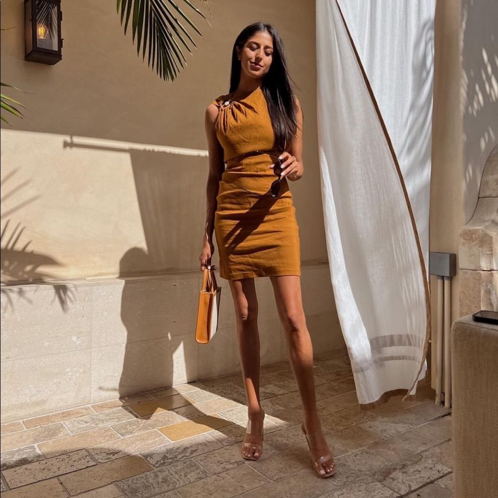ZARA ELASTICIZED LINEN DRESS